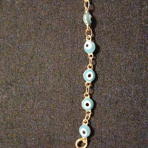 Gold and Blue Evil Eye Bracelet - Picture 2 of 3